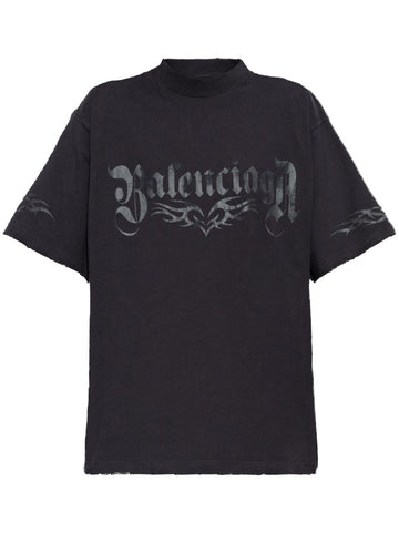 Balenciaga Women Medium Fit Printed Logo T-Shirt