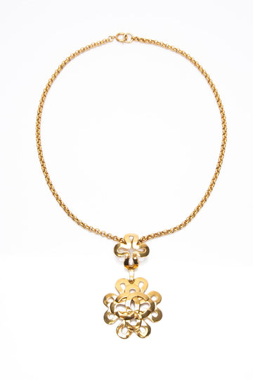 CHANEL Vintage Gold CC Clover NSSklace