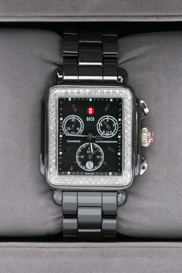 MICHELE DSSo Diamond Chronograph Ceramic Black Mother of Pearl Dial Watch