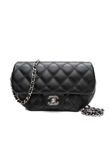 CHANEL Black Calfskin Quilted CC Uniform Flap Shoulder/CroESbody Bag