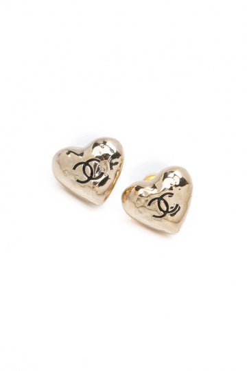 CHANEL CC Heart Gold Earrings