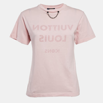 Louis Vuitton Pink Logo Inverted Print Cotton T-Shirt