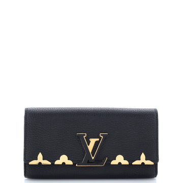 Capucines Wallet Leather with Embellished Detail Long