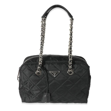 PRADA - Black Quilted Nylon Tessuto Impuntu Shoulder Bag
