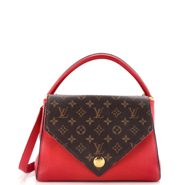 Double V Handbag Calfskin with Monogram Canvas