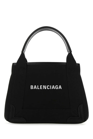 Balenciaga Women Black Canvas Cabas Navy Xs Handbag