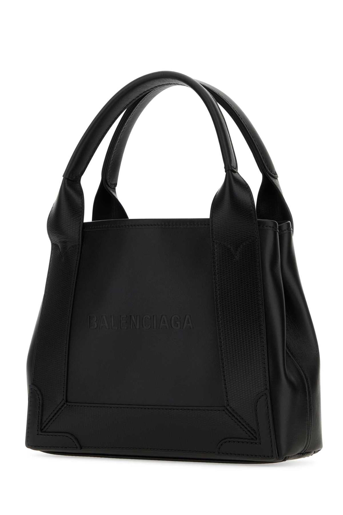 Balenciaga Women Black Leather Navy Cabas Xs Handbag