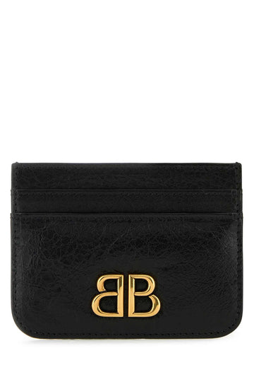 Balenciaga Women Black Leather Monaco Card Holder