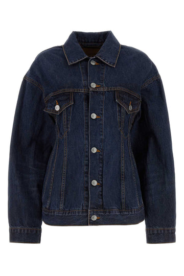 Balenciaga Women Dark Blue Denim Hourglass Jacket