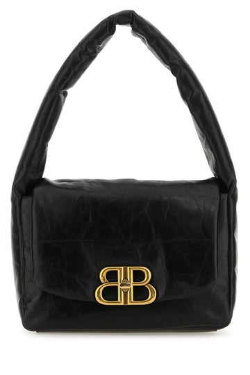 Balenciaga Women Black Nappa Leather Small Monaco Shoulder Bag