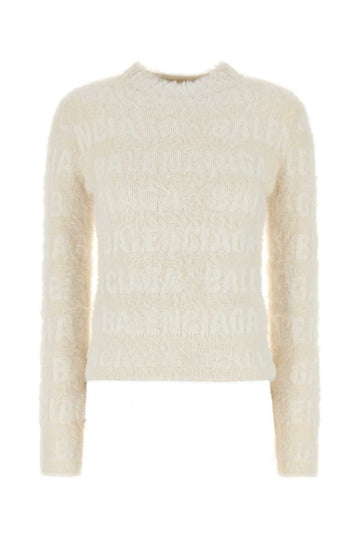 Balenciaga Women Ivory Wool Blend Sweater