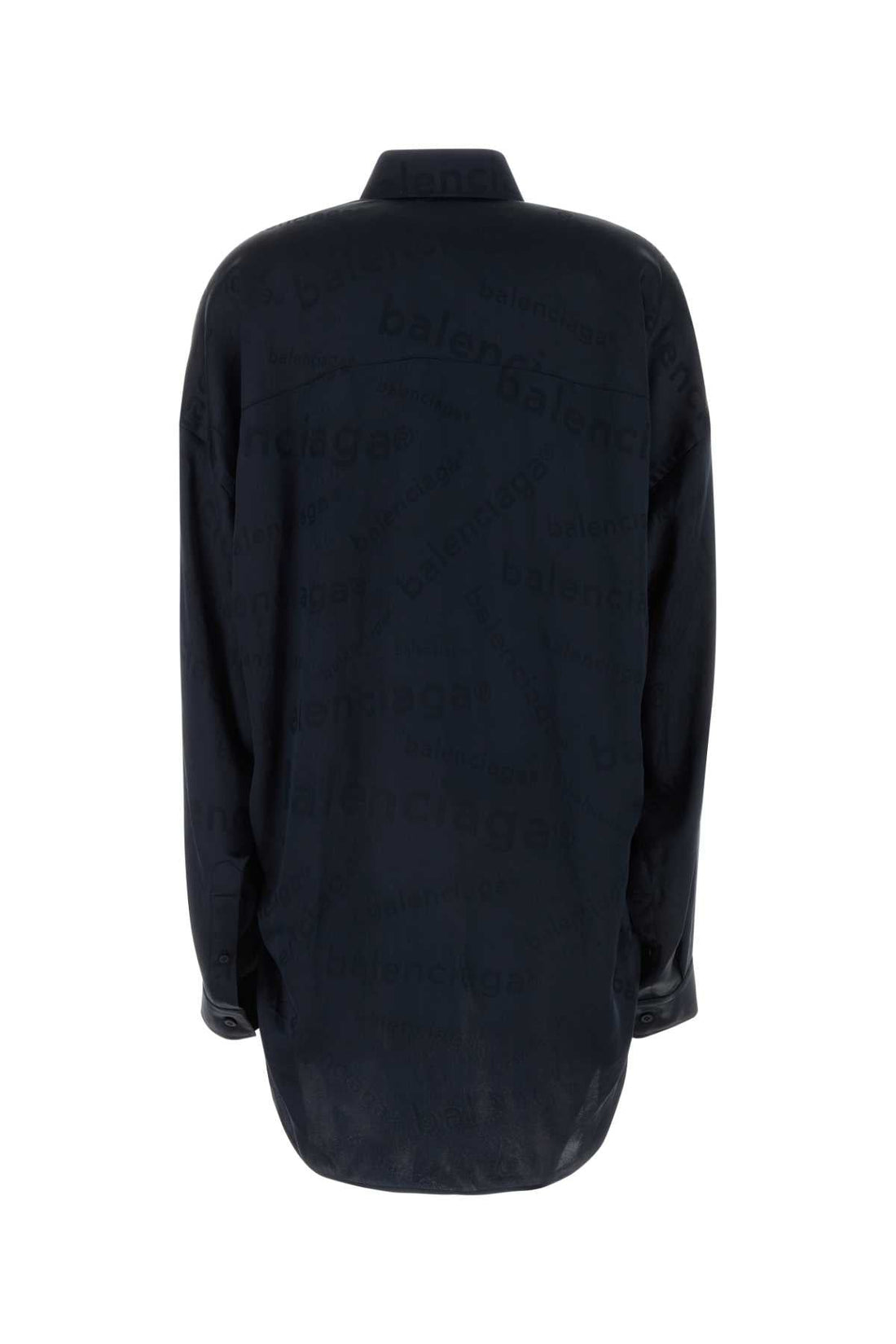 Balenciaga Women Midnight Blue Silk Oversize Shirt