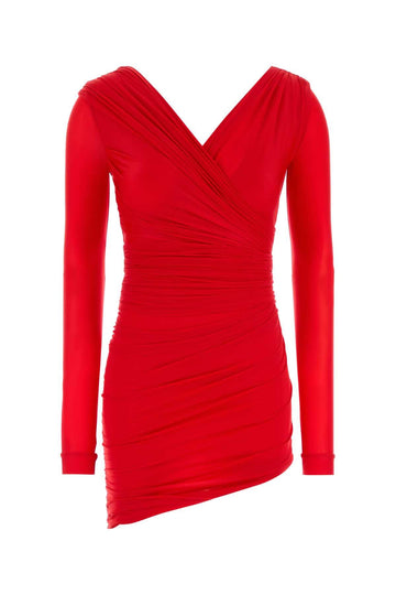 Balenciaga Women Red Stretch Jersey Mini Dress