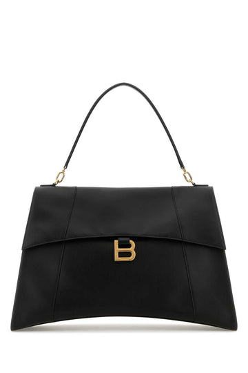 Balenciaga Women Black Leather Large Hourglass Soft Handbag