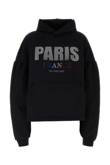 Balenciaga Women Black Cotton Sweatshirt
