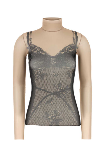 Balenciaga Women Printed Stretch Tulle Top