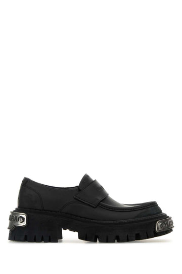 Balenciaga Women Black Leather Tractor Loafers