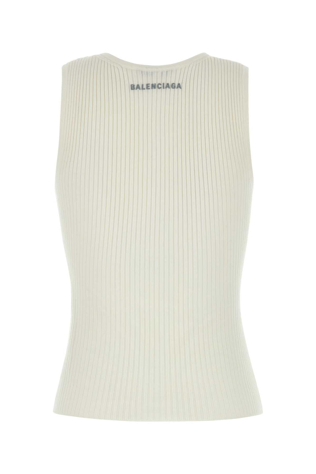 Balenciaga Women White Stretch Wool Blend Tank Top