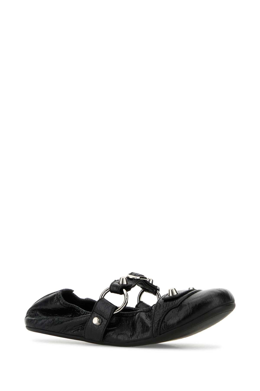 Balenciaga Women Black Leather City Ballerinas