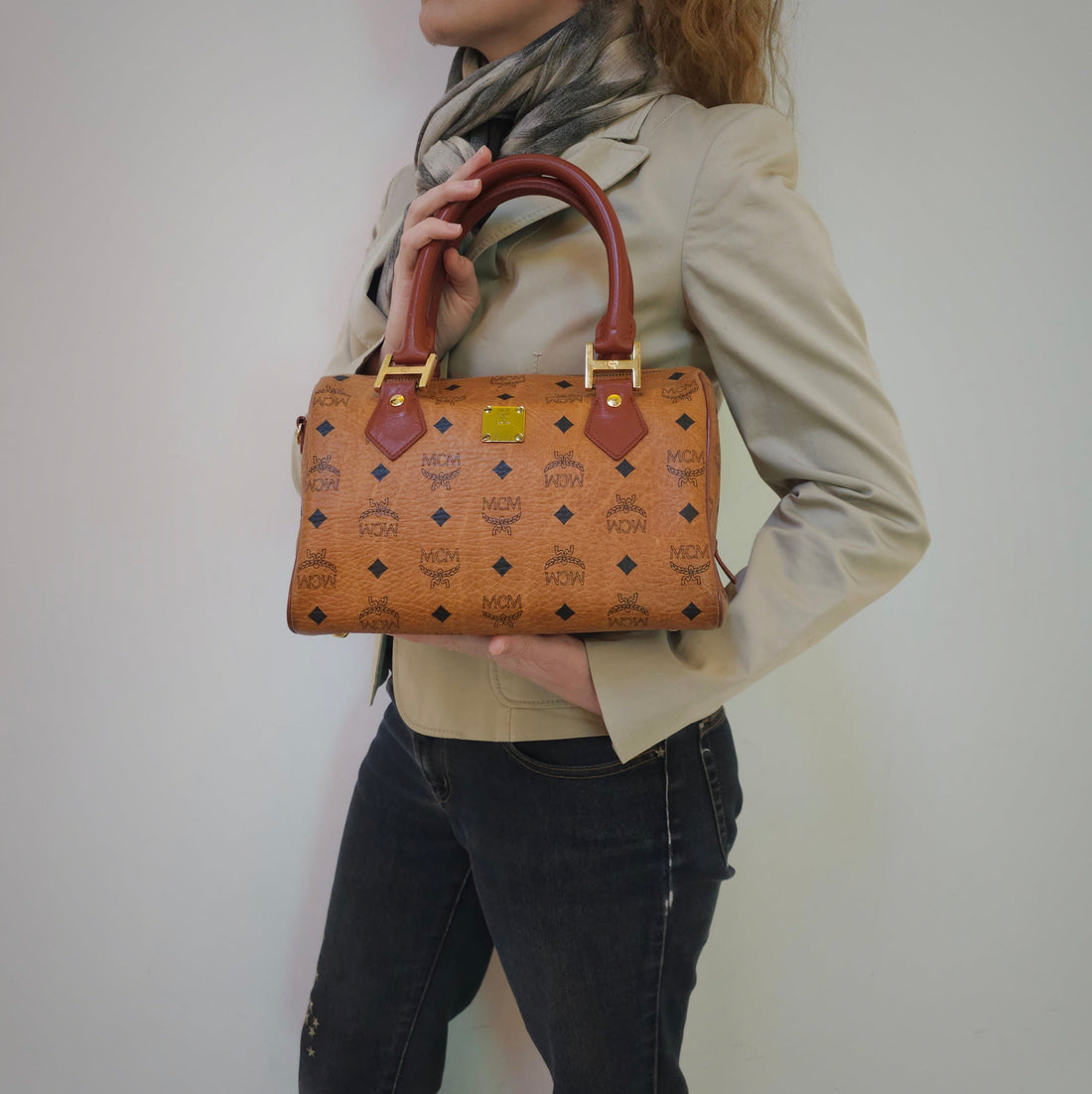 MCM Monogram Boston Handbag TWS