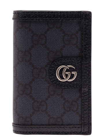 Gucci Men 'Ophidia' Long Blue And Dark Blue Card-Holder With Gg Detail In Gg Supreme Canvas Man