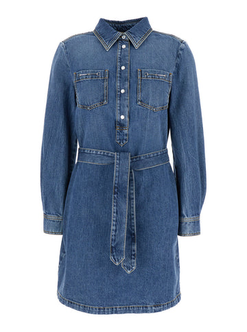 Gucci Women Blue Denim Dress With Horsebit In Organic Cotton Woman