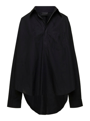 Balenciaga Women Black Maxi Shirt In Cotton Woman