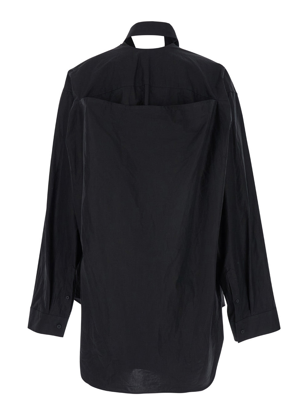 Balenciaga Women Black Dress With Classic Collar In Cotton Woman