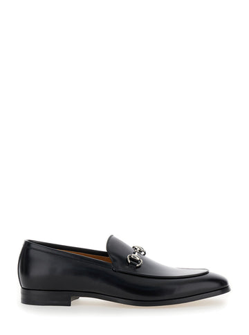 Gucci Men Black Loafers With Horsebit In Leather Man