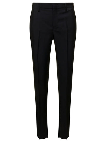 Gucci Women Black Slim Pants With Horsebit Detail In Mohair And Wool Woman