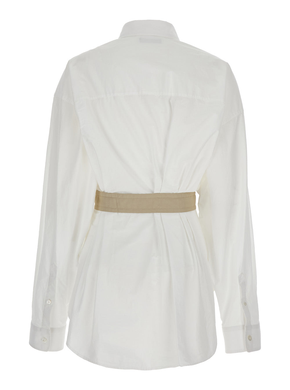 Balenciaga Women White Shirt With Pointed Collar And Adjustable Belt In Cotton Woman