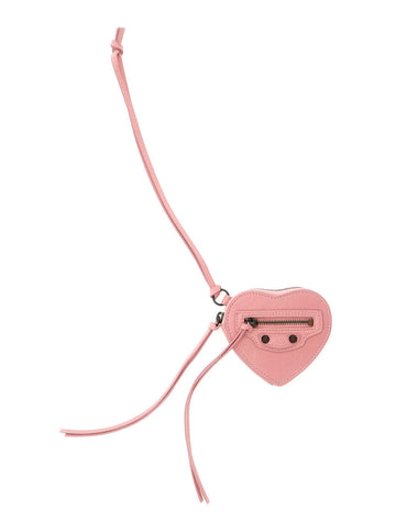 Balenciaga Women 'Le City' Pink Keychain With Heart Shaped Charm In Leather Woman