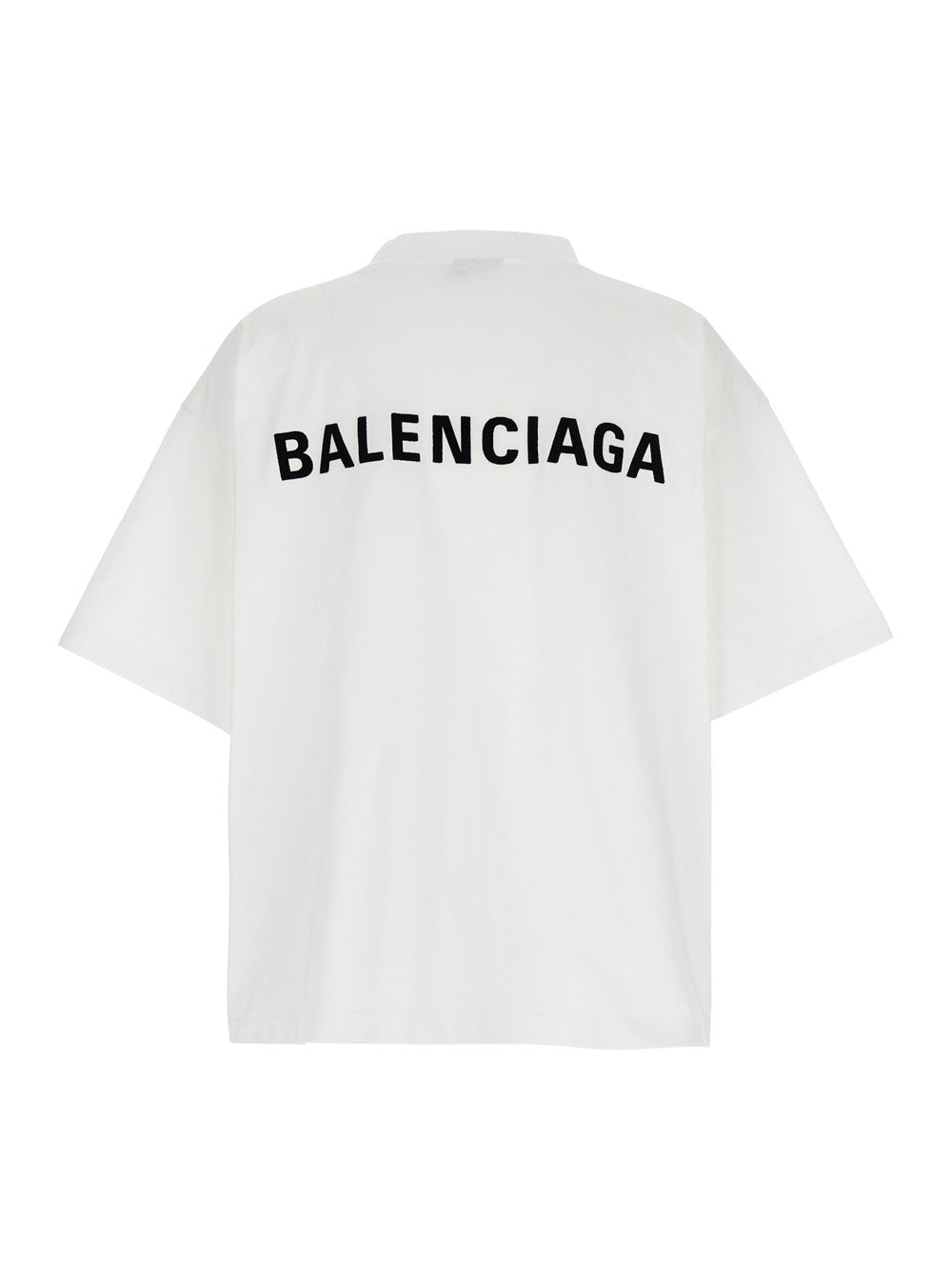Balenciaga Women White Crewneck T-Shirt With Logo Lettering Embroidery On Front And Rear In Cotton Woman
