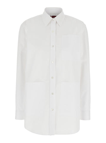 Gucci Women White Shirt With Tonal Logo Lettering Embroidery On The Collar In Cotton Woman