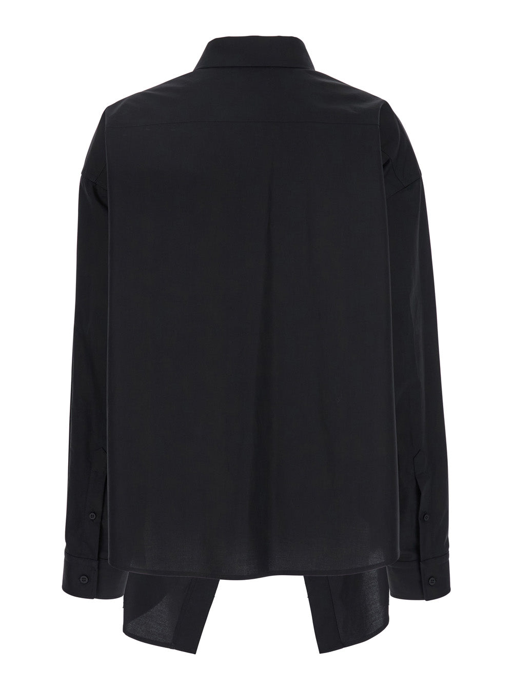 Balenciaga Women Black Shirt With Pointed Collar And Front Slit In Cotton Woman