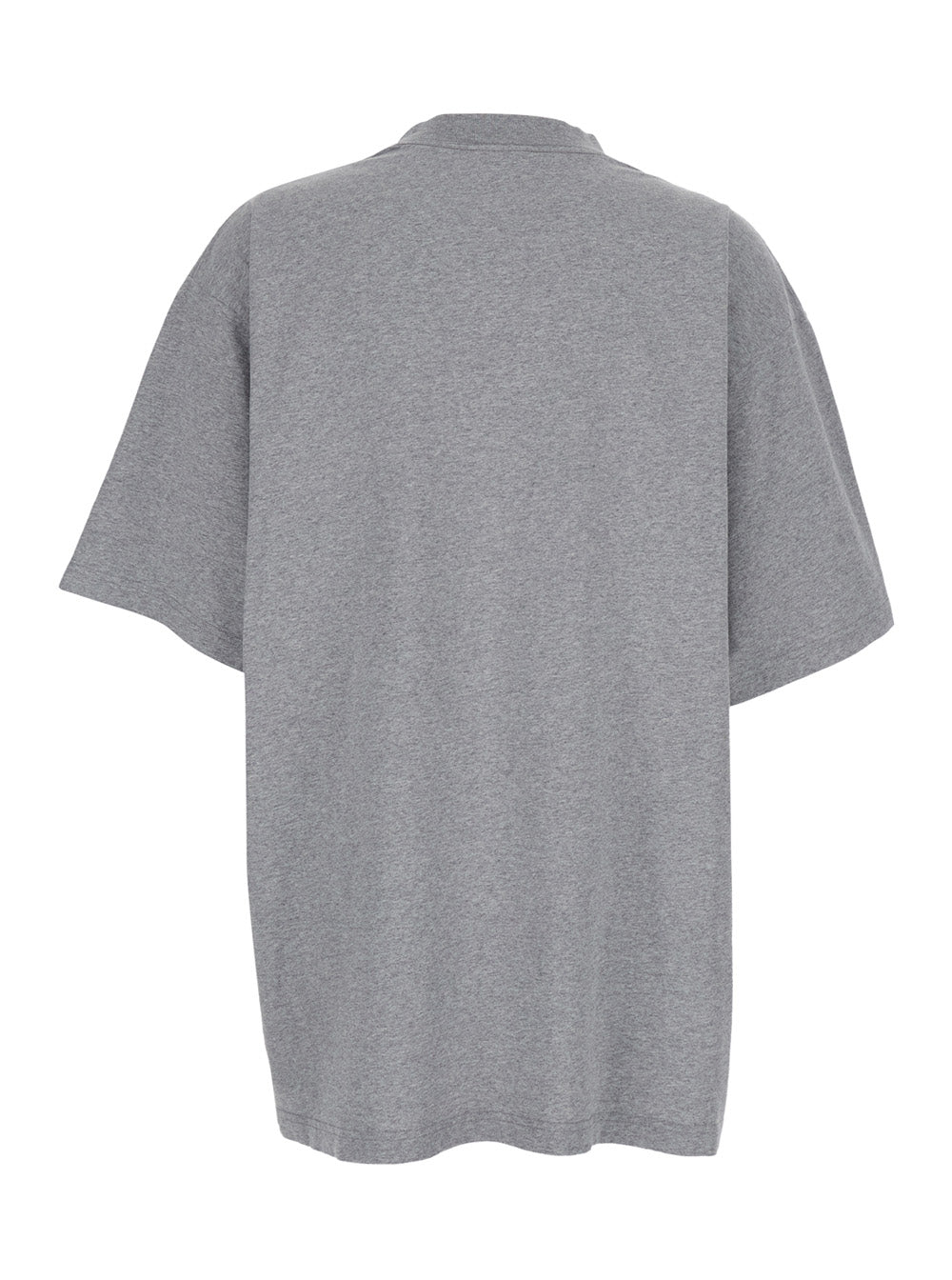 Balenciaga Women Grey Crewneck T-Shirt With Maxi Logo Print On The Front In Cotton Woman