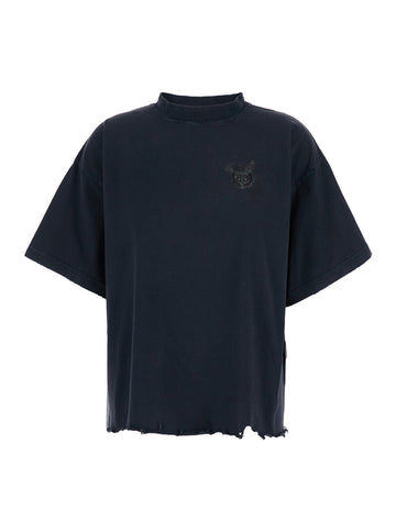 Balenciaga Women Black T-Shirt With Logo Embroidery On The Front And Maxi Logo Lettering On The Rear In Cotton Woman