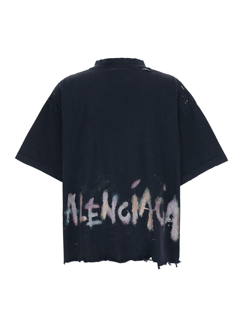 Balenciaga Women Black T-Shirt With Logo Embroidery On The Front And Maxi Logo Lettering On The Rear In Cotton Woman