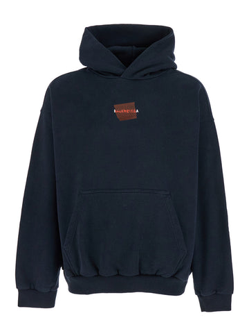 Balenciaga Men Black Hoodie With Logo Lettering On Front And Rear In Cotton Man