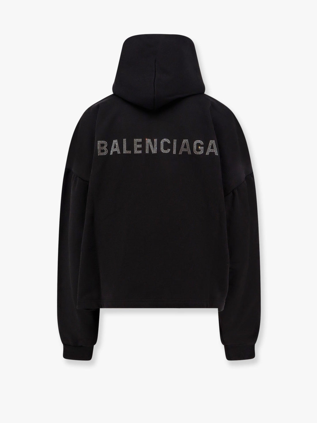 Balenciaga Women Cropped Cotton Sweatshirt With Rhinestones Logo
