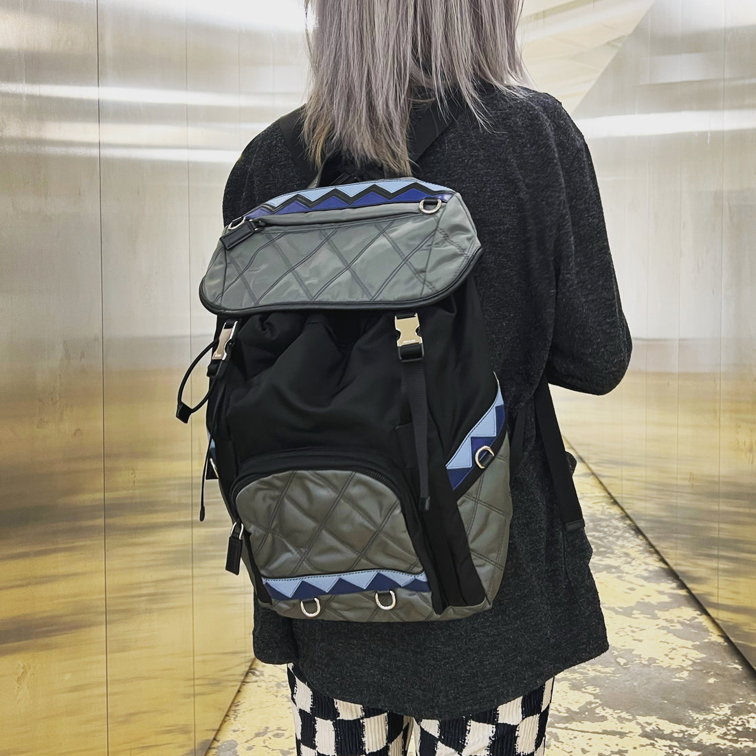 Prada Saffiano Leather-Trimmed Quilted Nylon Backpack