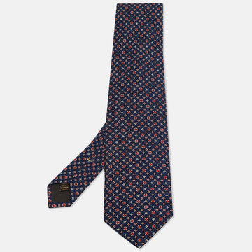 Louis Vuitton Blue Monogram Print Silk Traditional Tie