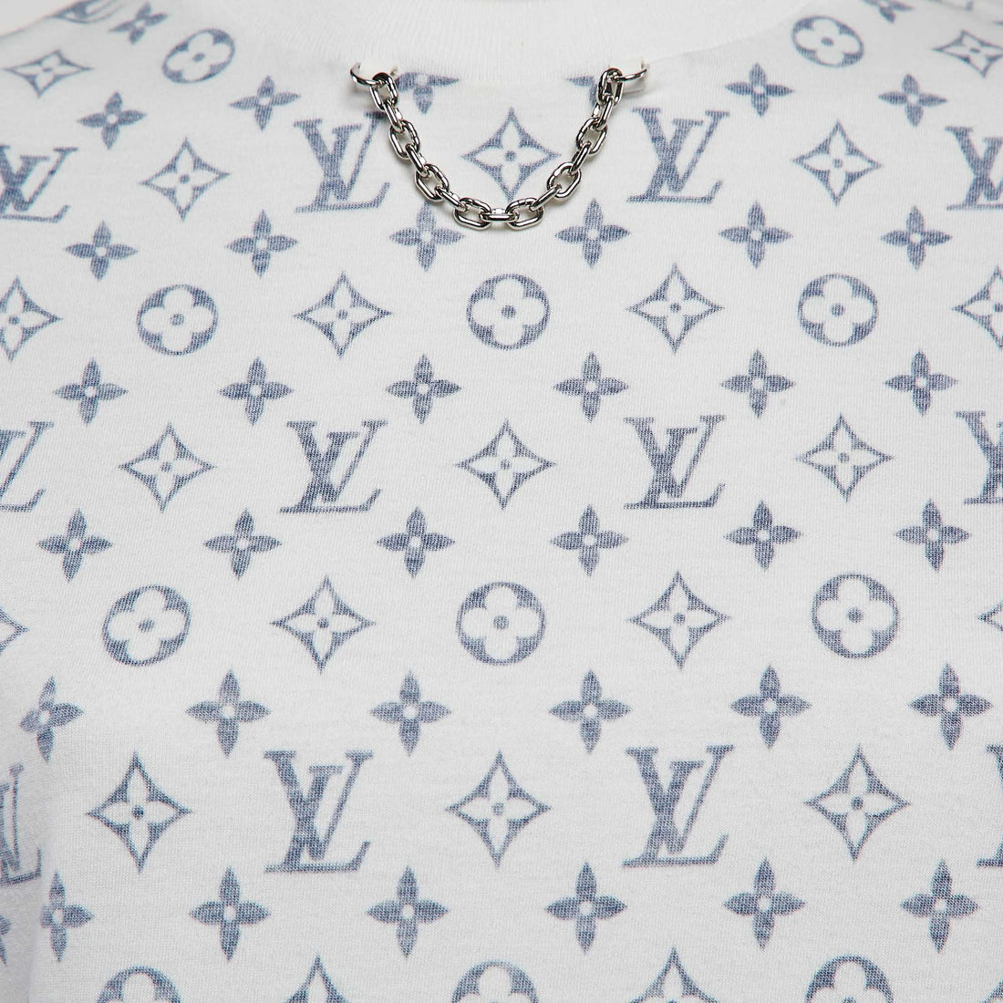 Louis Vuitton White Inverted Logo Print Cotton Crew Neck T-Shirt