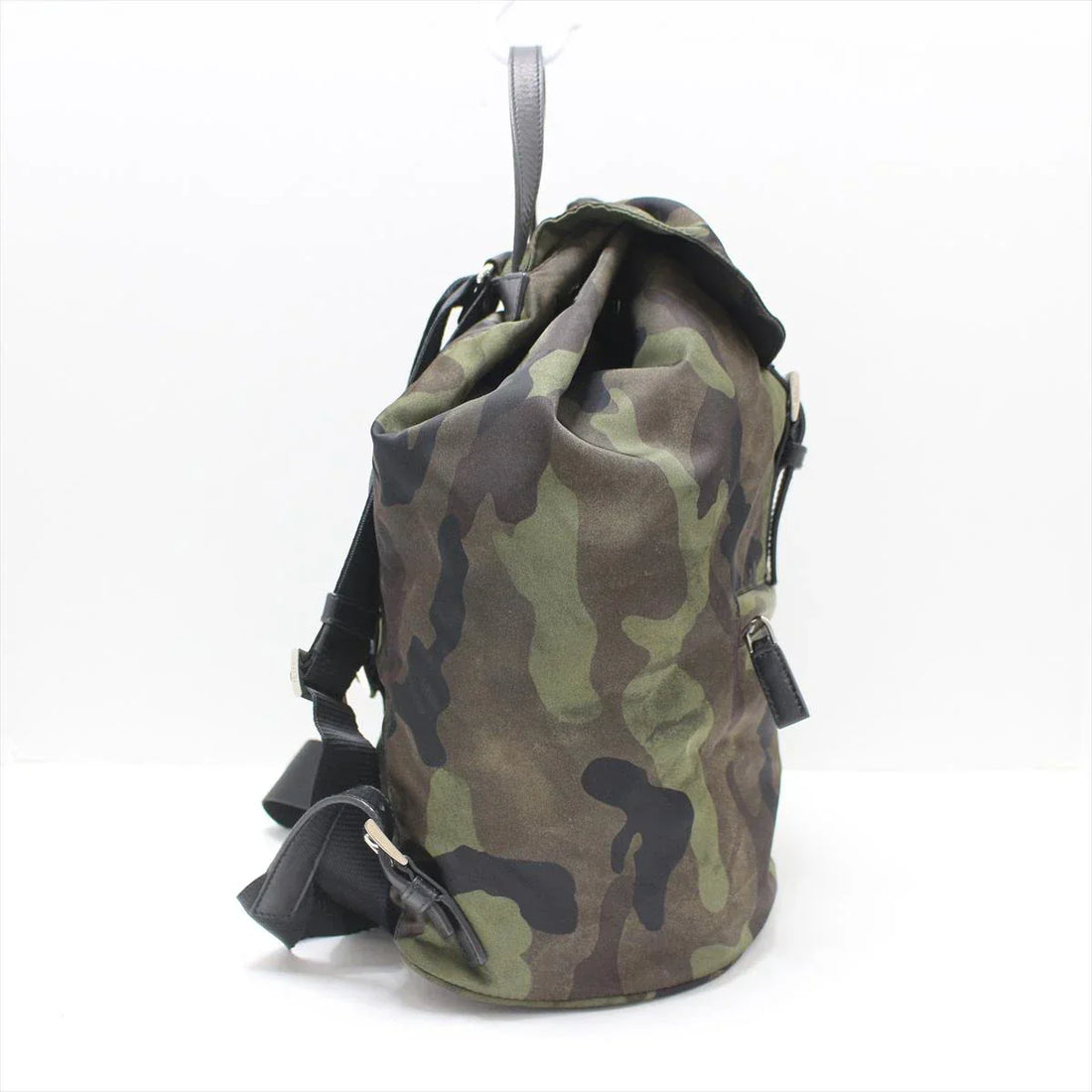 PRADA - Backpack Mimetico (Khaki) Dark Brown Black Nylon Saffiano Leather