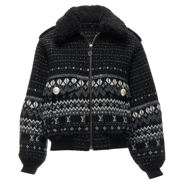 Louis Vuitton LV logo intarsia argyle wool boxy aviator jacket