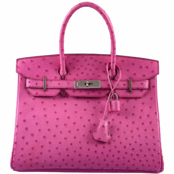 HERMES - BIRKIN 30 OSTRICH FUCHSIA WITH PALLADIUM HARDWARE