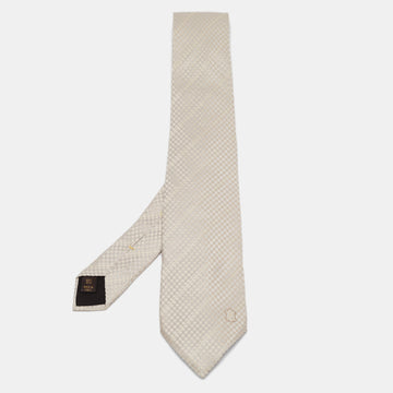 Louis Vuitton Grey Petit Damier Pattern Silk Tie