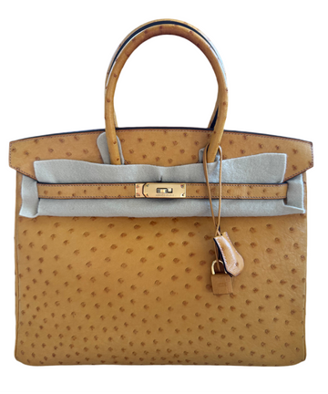 HERMES - BIRKIN 35 OSTRICH GOLD WITH GOLD HARDWARE