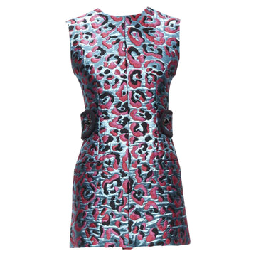 Louis Vuitton metallic leopard jacquard strap belt dress