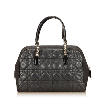 Perforated Cannage Quilt Leather and Canvas Bag